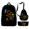 Backpack Alan Becker Funny Primary Middle School Students 3pcs/set Boys Girls Backpacks Chest Bag Pencil Case Schoolbag