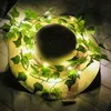 2.3m Sztuczna zieleń roślina Fałszywy pełzaczu zielony liść bluszcz winorośli 2m LED światła ciągów do domu Wedding Party Wall Wiszące ornament 12 sztuk