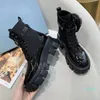 Designer- Women Boots Autumn And Winter Thick Bottom Increased Platform Shoes Pocket Wallet Motorcycle Boots Removable bags