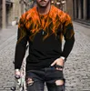 Men's T-Shirts maleT Shirt Streetwear Flame Print Man Tee Casual Slim Long Sleeved For Men Top Camiseta Hombre S-5XL