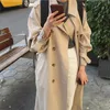 Dames Trench Coats Dames Wenfly Women Britse Double Breasted Oversized Long Coat Wind Breaker Sashes Fashion Female Turn-Down