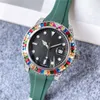 Marca Relógios Masculino Feminino Cristal Colorido Estilo Diamante Pulseira de Borracha Quartzo Relógio de Pulso X205