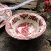 England Classical Pink Castle Style Porcelain Dishes & Plates Red Manor Garden Dinner Plate Ceramic Kitchen Plate BBQ Dessert Cake Dishe Pizza Fruit Tray