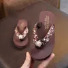 Été enfants pantoufles filles perle plage tongs mode sandales décontractées floral femmes maison chaussures confortables s498 210712
