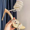 Cstal elmas süslemeli stiletto topuklar sandalet 10mm ren stesiar akşam dres kadın yüksek topuklu tasarımcılar sarar elbise ayakkabı kadın ayakkabı topuklu topuklu
