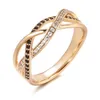 Luksusowy 18K Rose Gold Natural Black Diamond Ring Linia Geometryczna Krzyż Obrączki Dla Kobiet Vintage Moda Biżuteria 211217