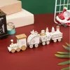 Дети рождественские подарки деревянные поезда украшения снежинки окрашены в рождественский декор орнамент белый зеленый красный 2023