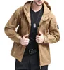 Armée Shark Skin Soft Shell Vêtements Tactique Coupe-Vent Veste Imperméable Hommes Vol Pilote Capuche Manteau Militaire Champ Bomber Veste 211214