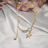 Pendant Necklaces Women's Necklace Hippop Elegant Gold Stacking Band 2 Five-pointed Star Fashion Jewelry