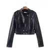 Faux Leather Jacket Women Motorcycle Casual Pu Short Coats Slim Black Rivet Zipper Pink Jackets 210423