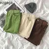 Ezgaga Streetwear Women Pants Casual Elastic High Waist Baggy Cargo Byxor Bredt Ben Solid Långt Byxor Joggare Pantalon Femme 210430