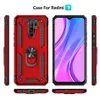 Dla Xiaomi Redmi Note 9s Przypadki z uchwytem pierścienia magnetycznego palca Odporna zbroja 9 Prime MI 10 Ultra 9A CC9PRO K30 Back Cover