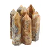 Naturalny kryształowy punkt różdżki szalony agat onyksowy wieża energetyczna sztuka ornament mineralny Healing Quartz Filar