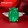 PANSYSEN Luxury 925 Silver Fine Jewelry 10ct Oval 10x14MM Emerald Diamond Ring Wedding Bands Party Birthday Gift Whole Rings 24083629