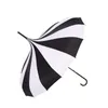 Umbrellas Women Creative Sunny And Rain Umbrella Men039s Black White Striped Pagoda 16 Bones Straight Long Handle6715459