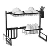 IJzeren kunst intrekbaar opslagrek 63-93cm koolstofstaal multifunctionele schotel rack keuken accessoires organizer