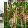 Chuveiro Cortinas Woods Girafa Impresso Cortina Creative Pattern Bath À Prova D 'Água Gancho Pendurado Casa de Banho