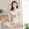 SLPBELY Pijama Set Boş Zaman Giyim İki Parça Kadın Pijama Gece Suit Ev Yaz Karikatür Gecelik 211215