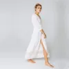 Cotton Long Beach Cover up Robe de Plage Costume da bagno Saida Praia Costume da bagno per donna Tuniche per # Q422 210420