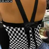 Top da donna Summer Casual Plaid Print Fashion Back Bow Decorato Sexy Backless lavorato a maglia da donna Canotta Streetwear 210407