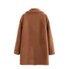 Casual donna Oversized Brown Lambswoo Cappotto Moda Signore Signore Inverno Allentato Capispalla calda Capispalla femminile Chic Thick Giacche da tasca 210515