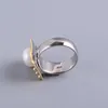 10 mm natürlicher Süßwasserperlenring 925 Silber Einstellbar 100% Original Real S925 Feste Ringe für Frauen Schmuck Fine Cluster