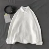 Sonbahar Kore Moda erkek Beyaz Gömlek Rahat Uzun Kollu Gömlek Pembe Haki Siyah Gevşek Düğmesi 5x Tops