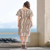 Imprimir vestido para mulheres verão moda v-pescoço snakeskin padrão casual meados de comprimento manga curta vestidos feminino lr1032 210531
