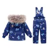 Vecchio ciabattino 4m0995 # spessore caldo cappotto cappotto bambino bambini abbigliamento tuta outwear in pelliccia reale colletto bianco anatra rompers set 2 pezzi