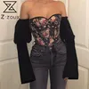 Dames Tank Tops Print Denim Corset Off Shoulder Back Bandage Backless Sexy Crop Jean Tanks Herfst 210513