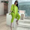 CMYAYA Active Sweatsuit Two 2 Piece Set for Women Fall Winter Fitness Outfits Fare Sleeve Tops Pants Set Street Tracksuit 210331