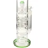 Narghilè Wholesell 7mm VERDE scuro Bong ad acqua con manubri con perforazione a nido d'ape da 75 mm e pipa ad acqua in vetro per gabbia per uccelli alta 20 pollici 12 becchi di cattura