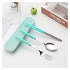 3 pièces/ensemble en acier inoxydable cuisine couverts étudiant enfants baguettes cuillère fourchette ensembles boîte Portable voyage vaisselle fournitures BH5016 WLY