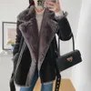 style women's double-sided coat with fur lamb hair European and American plus velvet 211011