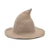 Women Modern Witch Wool Hat Foldable Costume Sharp Pointed Knit Felt Halloween Party Hats Witches Hat Warm Cap8277287