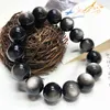 Link Chain Natural Stone Silver Eye Obsidian Beaded Bracelets For Women Men Simple Fashion & Bangles Fine Jewelry Gift Fawn22