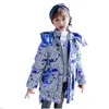 Moda Marka Shiny Girls Light-Reflecting Jacket Winter Bluzy List Drukuj Odzież dziecięca Wysokiej jakości Odzież wierzchnia 4-14 lat 211027