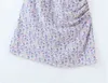 Mode d'été Casual Chic Floral Print Midi Robe Femmes Street Style V-Col V-Col Robes à manches courtes Femme 210508
