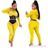 Dames Trainingspakken Yoga Kleding Patchwork Strakke 2 Twee Stuk Set Trainingspak Rits Hooded Crop Top Leggings Broek Sportkleding Joggers Plus Size Kleding