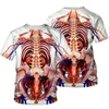 Męskie koszulki 3D Human Bones Print T-shirt Men 2022 Summer O Neck TEE TEE TOPS Zabawne strój w stylu męskie ubrania swobodne