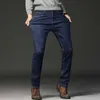 Hommes Mode Hiver Jeans Noir Slim Fit Stretch Épais Velours Pantalon Chaud Casual Pantalon Polaire Mâle Plus Taille 210716
