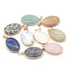 Delicado de pedra natural encantos oval rosa quartzo lapis lazuli turquesa opala pingente diy para brincos de colar jóias fazendo 22x35mm
