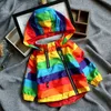 Kış Ceket Kızlar için Rüzgarlık Bebek Kız Giysileri Gökkuşağı Su Geçirmez Hoodies Mont Karikatür Çocuk Ceketler Çocuk Dış Giyim 211011