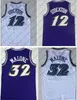 32# Karl Malone Jersey 12# John Stockton Jersey Purpur weiß genäht Donovan Mitchell Orange Shirts Großhandel Top-Qualität S-XXL