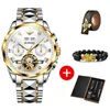 Oupinke Luxury Hollow Mechanical Men039s Watch Tungsten Steel Sapphire Calendar Luminous Men Business Sports Male Clock Wristwa9435671