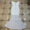 Summer Style Short-Sleeved Strapless Tight-Fitting White Lace Fishtail Long Ladies Strappy Sexy Party Dress Vestidos 210525
