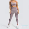 Yoga Tayt Sutyen Setleri Yüksek Bel Dokuz Legging Spor Giyim Kadın Egzersiz Spor Seti Eğitim Koşu Spor Tank Top Pantolon Tayt