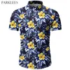 Floral Impresso Mens Beach Verão Hawaiian Camisa Casual férias Aloha Camisas de manga curta para homens Camisas Hombre 210524