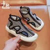 Children's Fashion Canvas Shoes 2021 Summer New Boys Checkerboard Low-top Sneakers Girls Breathable Leopard Print Sandals Hollow G1025
