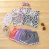 0-3y verão nascido bebê bebê garoto meninas leopardo vestuário bow colete tops lace shorts roupas conjunto de roupas 210515